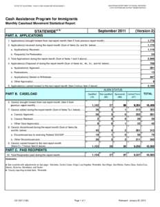 CA[removed]Cash Assistance Program for Immigrants Monthly Caseload Movement Statistical Report, Sep11.