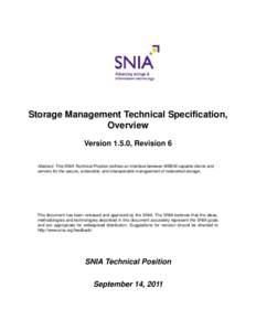 Storage Management Technical Specification, Overview