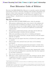 Microsoft Word - Peer educator code of ethics formated.doc