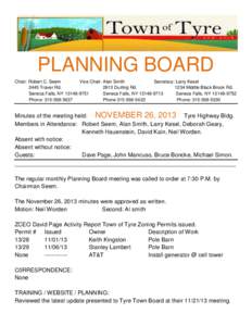 PLANNING BOARD Chair: Robert C. Seem Vice Chair: Alan Smith Secretary: Larry Kesel 2445 Traver Rd[removed]Durling Rd.