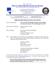 State of Nevada  NEVADA SILVER HAIRED LEGISLATIVE FORUM (Nevada Revised Statutes 427A.320 through 427A.400) Grant Sawyer State Office Building 555 East Washington Avenue, Room 4400