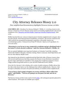 Contact: City Attorney Richard C. Pfeiffer, Jr. Phone: Email:  FOR IMMEDIATE RELEASE