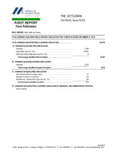 THE CATTLEMAN AUDIT REPORT Farm Publication Fort Worth, Texas 76102