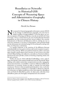 118  Boundaries or Networks in Historical GIS: Concepts of Measuring Space and Administrative Geography