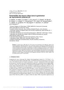 J. Phys. IV France–140  C EDP Sciences, Les Ulis DOI: jp4:Potentialités des lasers à fibre dans la génération