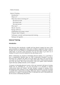 Table of Contents Interval Training .................................................................................................. 1 Introduction ......................................................................