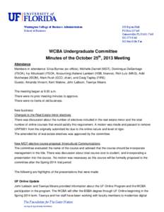 WCBA Undergraduate Committee Minutes - October 25, 2013