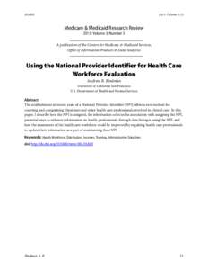 Using the National Provider Identifier for Health Care Workforce Evaluation