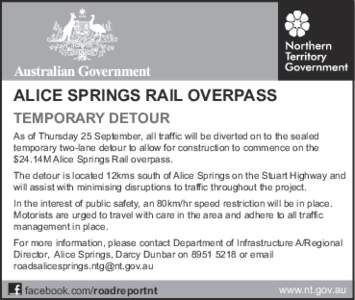 CA classified 12cm x 4col_Alice Springs Rail Overpass - Detour opening