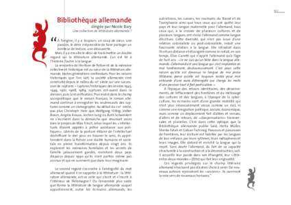 135  Bibliothèque allemande dirigée par Nicole Bary Une collection de littérature allemande ?