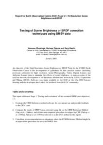 Report for Earth Observation Centre (EOC) Task 3.1: Hi-Resolution Scene Brightness and BRDF Testing of Scene Brightness or BRDF correction techniques using DMSV data