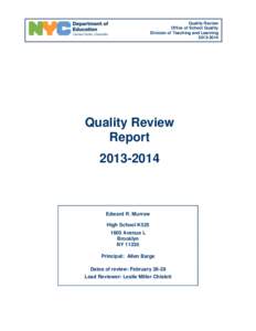 Quality Review Office of School Quality Division of Teaching and Learning[removed]Quality Review