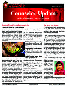 September[removed]UNIVERSITY OF WISCONSIN–MADISON Counselor Update Office of Admissions and Recruitment