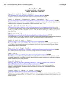 41st Lunar and Planetary Science Conference[removed]sess607.pdf Thursday, March 4, 2010 POSTER SESSION II: CHONDRITES