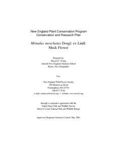 New England Plant Conservation Program Conservation and Research Plan