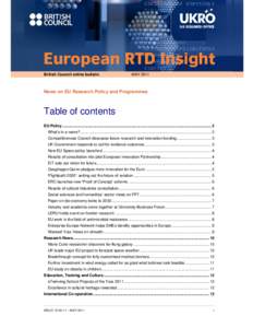 British Council online bulletin  MAY 2011 News on EU Research Policy and Programmes