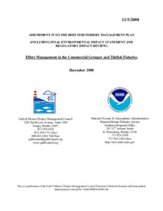 [removed]AMENDMENT 29 TO THE REEF FISH FISHERY MANAGEMENT PLAN (INCLUDING FINAL ENVIRONMENTAL IMPACT STATEMENT AND REGULATORY IMPACT REVIEW)