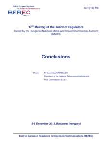 Conclusions of the 17th meeting of the Board of Regulators in Budapest (Hungary)