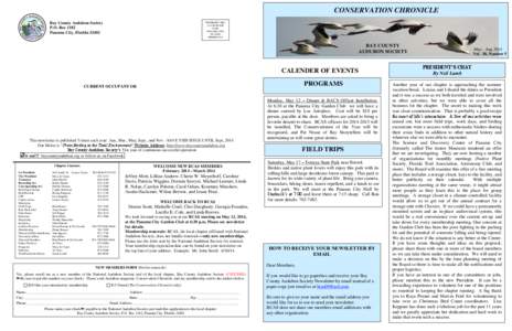 CONSERVATION CHRONICLE Bay County Audubon Society P.O. Box 1182