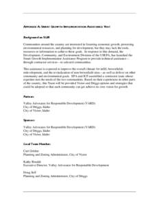 U.S. EPA Smart Growth Implementation Assistance For Victor and Driggs, Idaho Appendix A, B