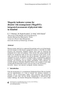 Disaster Management and Human Health Risk IV  25 Megacity indicator system for disaster risk management (MegaIST):