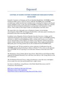 Exposed CONTROL OF SCIENCE WITHIN SCENIHR KEY RESEARCH PAPERS EXCULUDED Scientific Committee on Emerging and Newly Identified Health Risks (SCENIHR) member Dr Hansson Mild exposes control of science within the SCENIHR gr