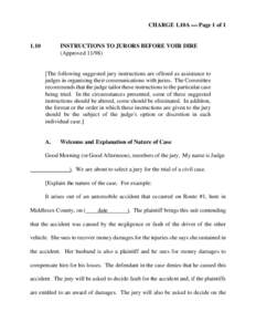 CHARGE 1.10A ⎯ Page 1 of[removed]INSTRUCTIONS TO JURORS BEFORE VOIR DIRE (Approved 11/98)