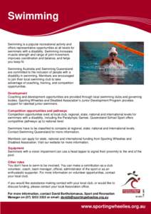 Swimming / Marayke Jonkers / Aquademics / Disabled sports / Sporting Wheelies and Disabled Association / Disability