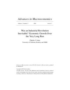 Advances in Macroeconomics Volume 1, NumberArticle 1