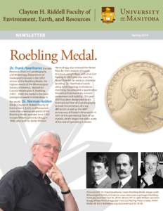 Newsletter  Spring 2014 Roebling Medal. Dr. Frank Hawthorne (Canada
