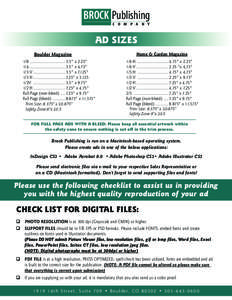 BROCK Publishing C O M P A N Y Ad Sizes Boulder Magazine 1/8 . .............................. 3.5