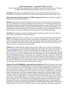 ATRA Meeting Minutes – September 29, 2007 – 6:15 PM Chris Vanoni, RRCA State Representative, hosted the meeting at her home in Denver, CO prior to the RRCA Colorado State Meeting. Thanks to Chris for a great pasta fe