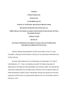 TESTIMONY OF MAURY BASKIN, ESQ. SHAREHOLDER LITTLER MENDELSON, PC ON BEHALF OF THE NATIONAL