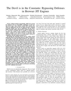 The Devil is in the Constants: Bypassing Defenses in Browser JIT Engines Michalis Athanasakis Elias Athanasopoulos Michalis Polychronakis FORTH, Greece 