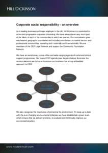Corporate Social Responsibility policy - Hill Dickinson 2010