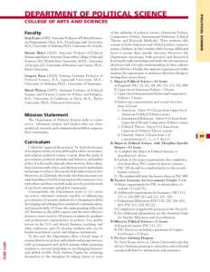 COLLEGE OF ARTS AND SCIENCES Faculty Sean EvansAssociate Professor of Political Science and Department Chair. B.A., David Lipscomb University; M.A., University of Alabama; Ph.D., University of Colorado. Hunter B