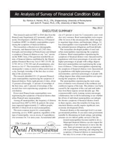 An Analysis of Survey of Financial Condition Data By: Patricia A. Patrick, Ph.D., CPA, Shippensburg University of Pennsylvania and John M. Trussel, Ph.D., CPA, University of West Florida EXECUTIVE SUMMARY This research a