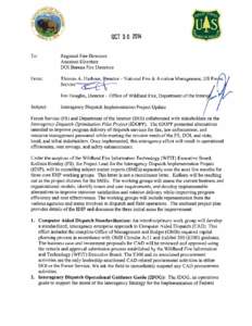 Interagency Dispatch Implementation Project Update Memo