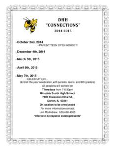 DHH “CONNECTIONS” October 2nd, 2014 ~PARENT/TEEN OPEN HOUSE!!!