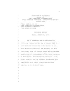 Texas Commission on Human Rights Meeting Minutes: January 31, 2013