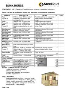 BUNK HOUSE INSTALLATION INSTRUCTIONS CK Final Copy