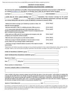 F-1 Insurance Coverage Evaluation Form Fall
