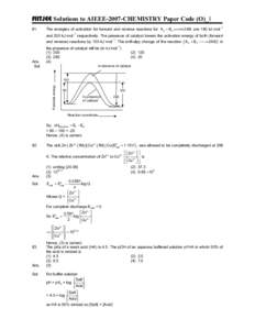 FIITJEE Solutions to AIEEE-2007-CHEMISTRY Paper Code (O)_1 81. −1 ZZZ X