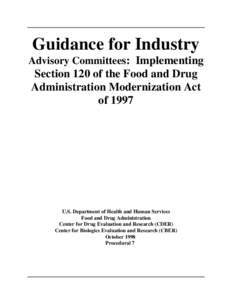 Guidance for Industry Advisory Committees: Implementing Section 120 of the Food and Drug Administration Modernization Act of 1997