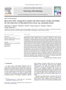 Chemistry / Laboratory techniques / Molecular biology / Corynebacterineae / Biotechnology / Paratuberculosis / Mycobacterium avium subspecies paratuberculosis / Real-time polymerase chain reaction / ELISA / Biology / Polymerase chain reaction / Science