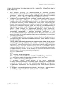 Załącznik nr 5 do umowy o przyznaniu pomocy  KARY ADMINISTRACYJNE ZA NARUSZENIA PRZEPISÓW O ZAMÓWIENIACH PUBLICZNYCH 1.