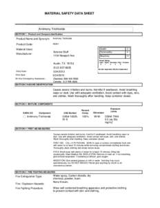 MATERIAL SAFETY DATA SHEET  Antimony Trichloride SECTION 1 . Product and Company Idenfication  Product Name and Synonym: