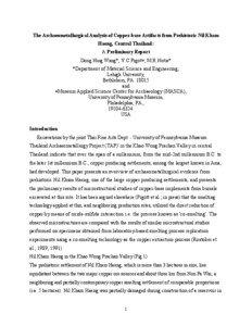 The Archaeometallurgical Analysis of Copper-base Artifacts from Prehistoric Nil Kham Haeng, Central Thailand: A Preliminary Report