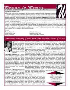 Woman to Woman An Update of Issues Concerning Women Fall 2014 Issue  To the Women of Ocean County: