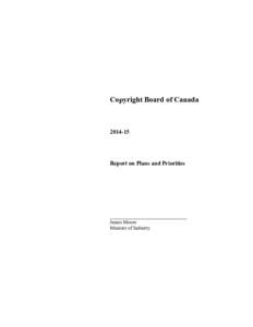 Copyright Board of Canada[removed]Report on Plans and Priorities